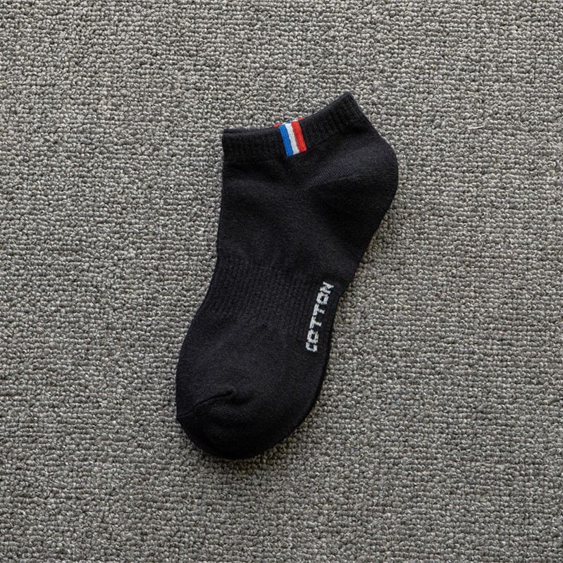 Kaos Kaki Pria Olahraga Putih Hitam Strip Merah Biru Katun Pendek